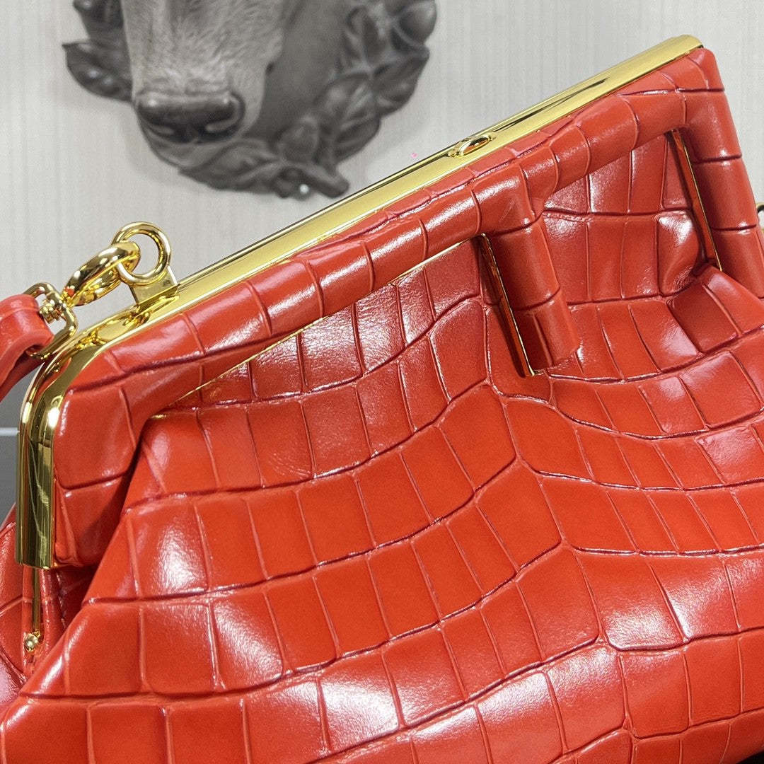 FI First Small Orange Crocodile Bag For Woman 26cm/10in