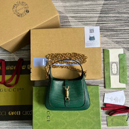 gg Jackie 1961 Lizard Mini Bag Green For Women, Women&#8217;s Bags 7.5in/19cm gg ‎