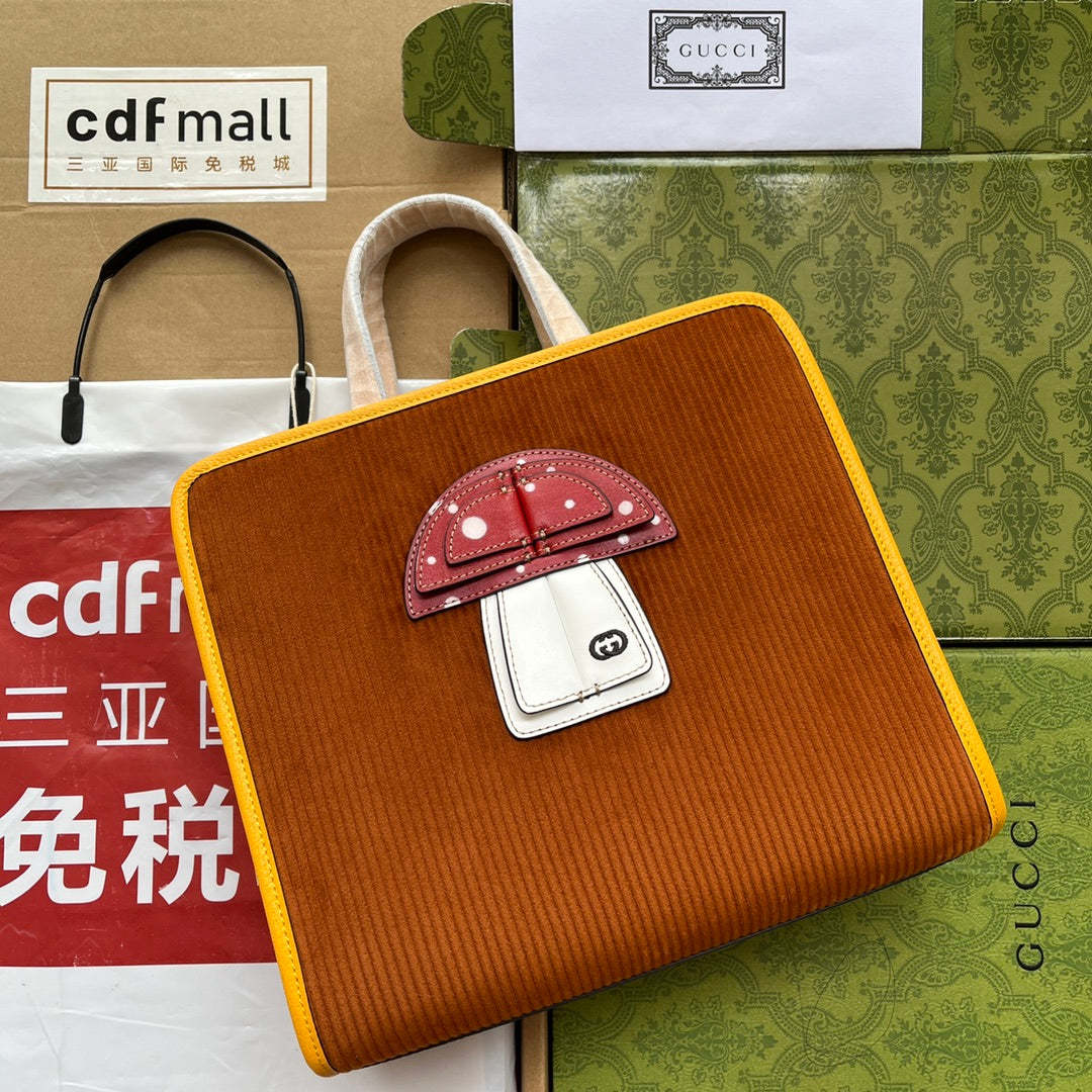gg Children&#8217;s Mushroom Tote Bag Brown For Women, Women&#8217;s Bags 11.2in/28.5cm gg‎ ‎705042 2S8HN 2886