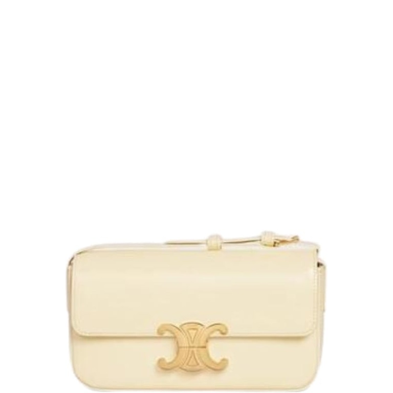 CE SHOULDER BAG TRIOMPHE IN SHINY CALFSKIN SOFT YELLOW 18CM
