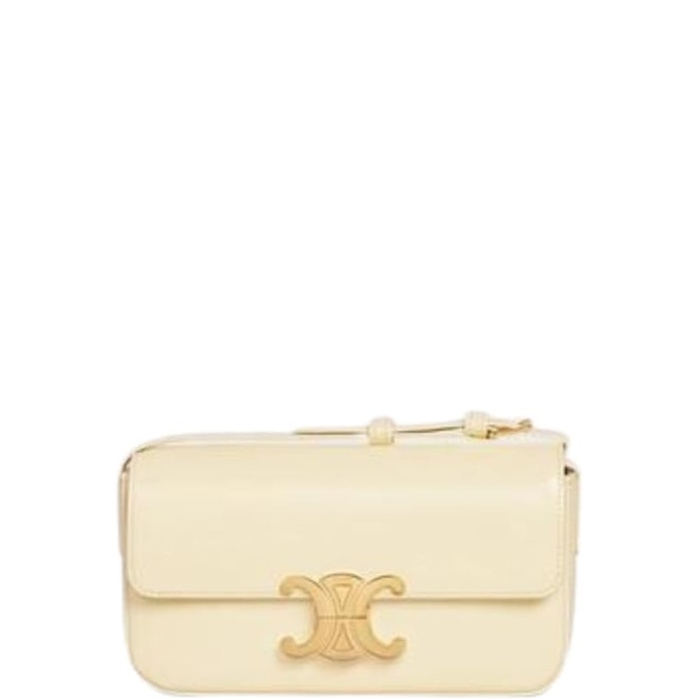 CE SHOULDER BAG TRIOMPHE IN SHINY CALFSKIN SOFT YELLOW 18CM