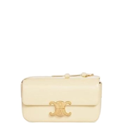 CE SHOULDER BAG TRIOMPHE IN SHINY CALFSKIN SOFT YELLOW 18CM