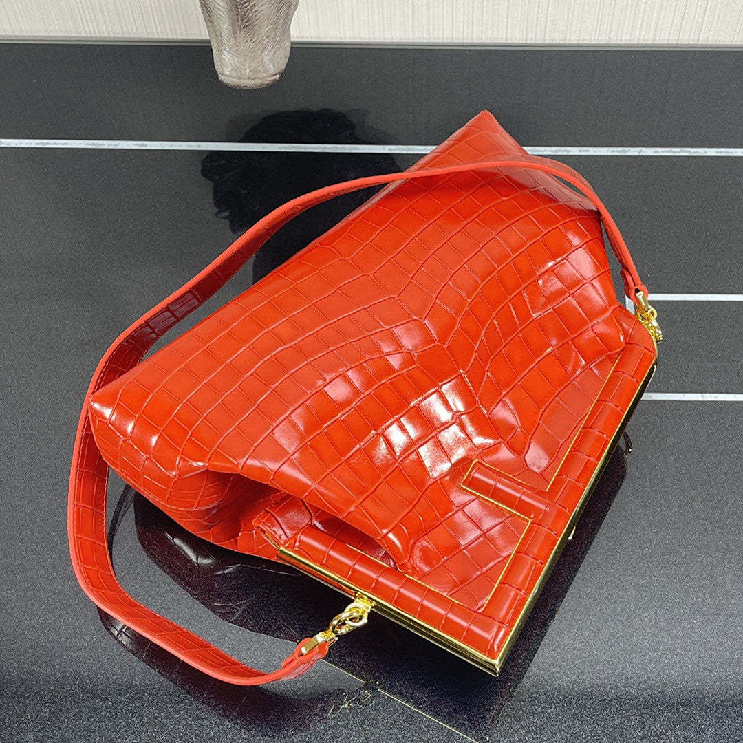 FI First Medium Orange Crocodile Bag For Woman 32.5cm/13in