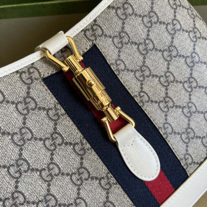 gg Jackie 1961 Small Shoulder Bag Beige And Ebony gg Supreme Canvas For Women 11in/28cm 636706 HUHHG 9794