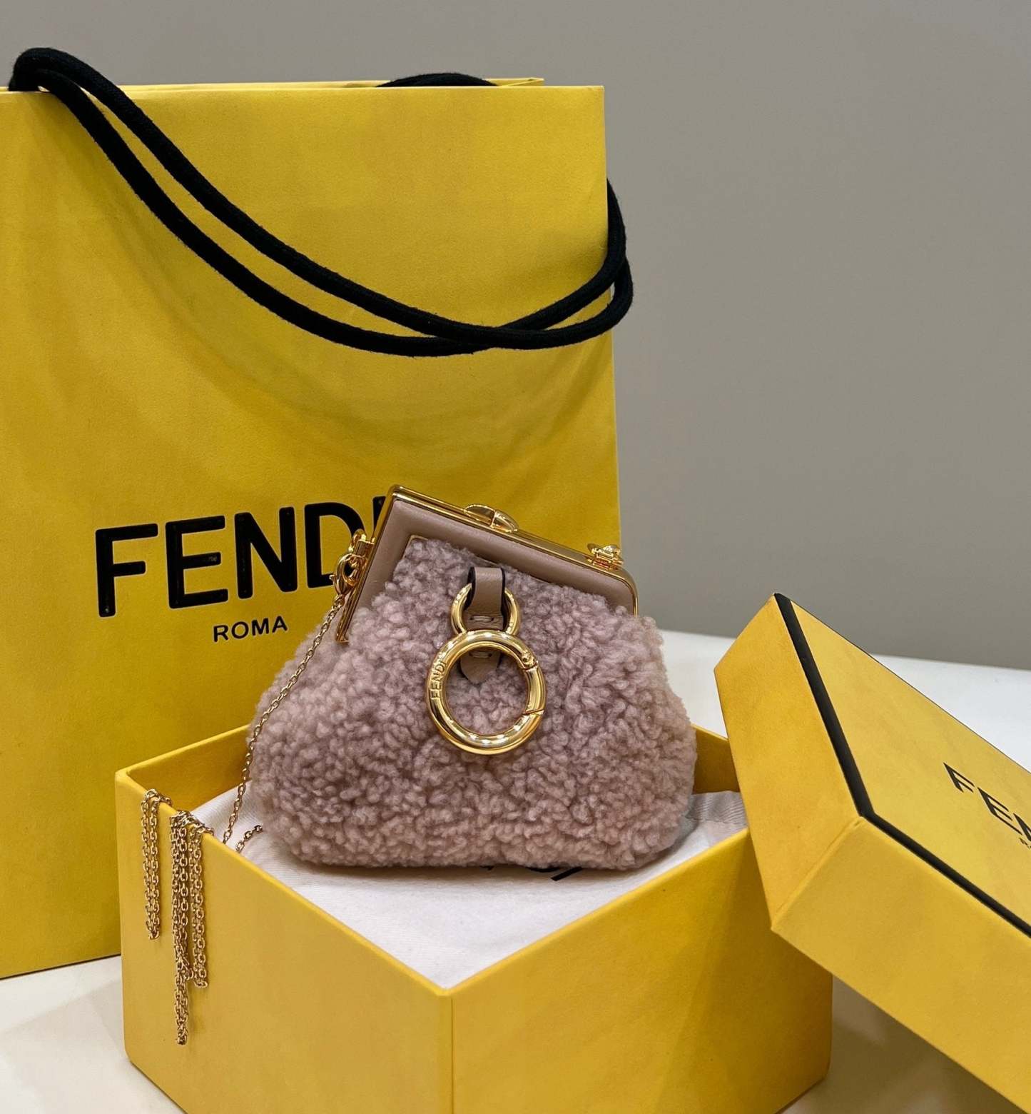 FI First Mini Pink Mink Bag For Woman 11.5cm/4in