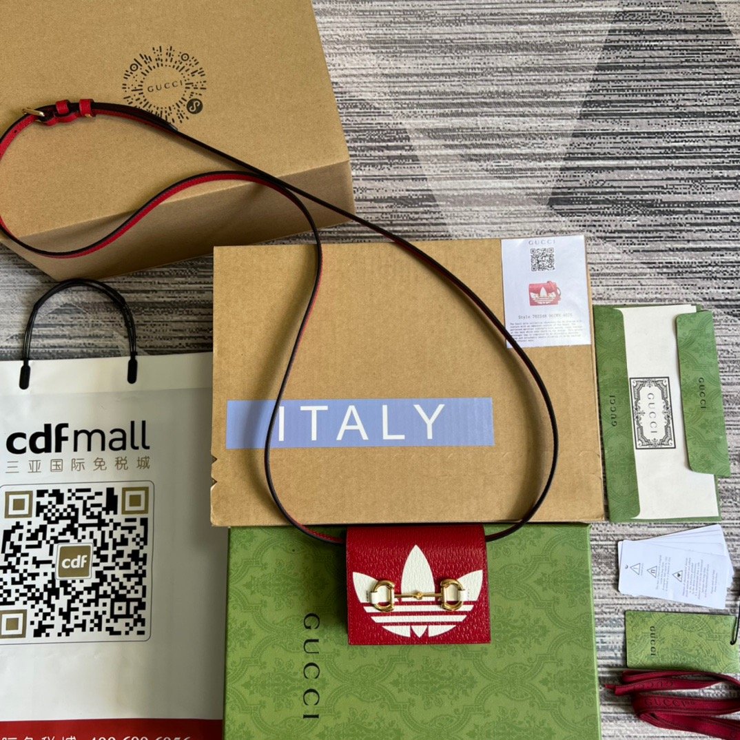 gg x Adidas Card Case With Horsebit Red For Women, Women’s Bags 4.2in/11cm gg‎