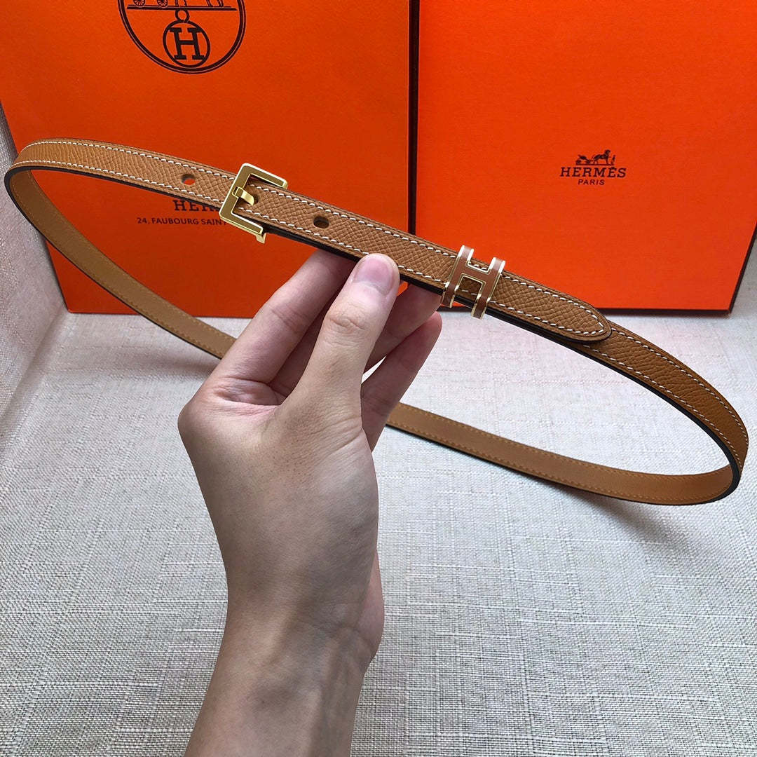 HM LEATHER  BELTS POP H BROWN 15MM