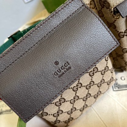 gg Supreme Canvas Two Pocket Waist Belt Bag Beige/Ebony gg Supreme Canvas, With Brown For Men  3in/7.5cm gg 450956 493075