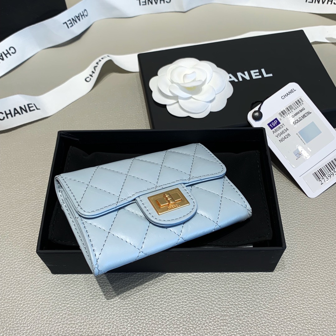 CHL 2.55 FLAP CARD HOLDER LIGHT BLUE WALLET
