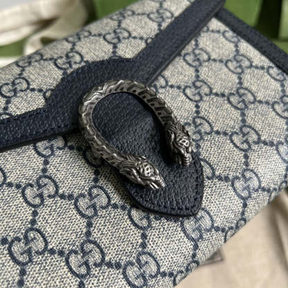 gg Dionysus gg Chain Wallet Beige And Blue Supreme Canvas For Women 8in/20cm 401231 K9GSN 4075