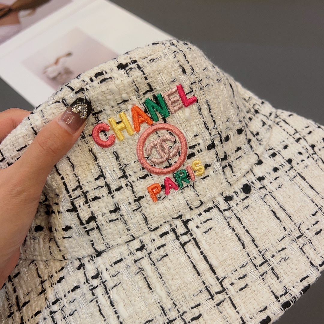 CC FANTASY TWEED MULTICOLOR LOGO BUCKET HAT WHITE