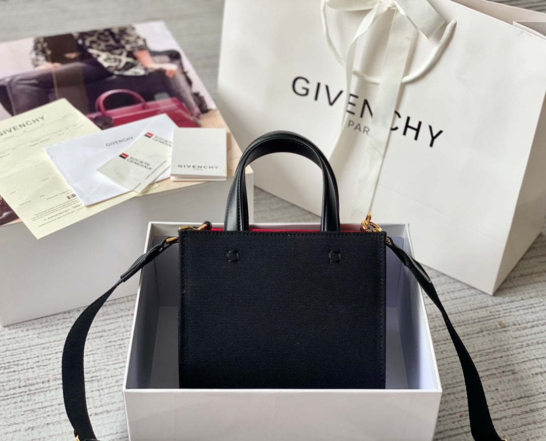 gv Medium G Tote Shopper Bag Canvas Black/Red For Women, Handbags, Shoulder Bags 7.5in/19cm GVC