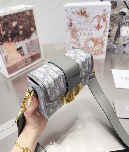 DOR 30 MONTAIGNE BOX BAG GRAY DOR OBLIQUE JACQUARD 18CM M9204UTZQ M932