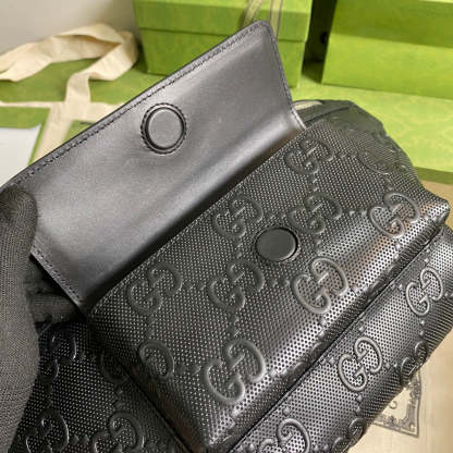 gg Embossed Belt Bag Black gg Embossed For Men  11in/28cm gg 645093 1W3CN 1000