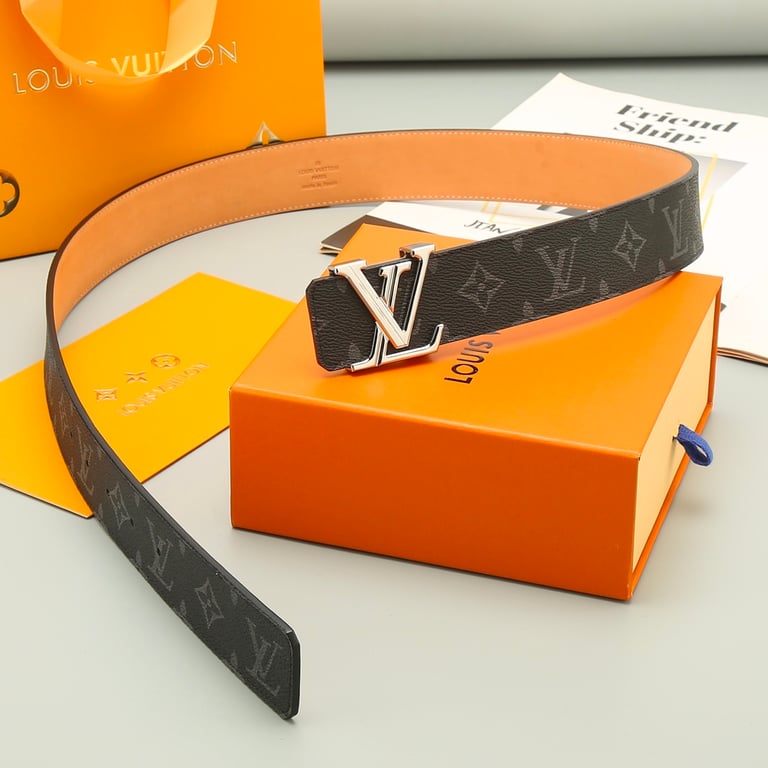 LUV INITIALS 40MM BLACK REVERSIBLE BELT SILUVER BUCKLE