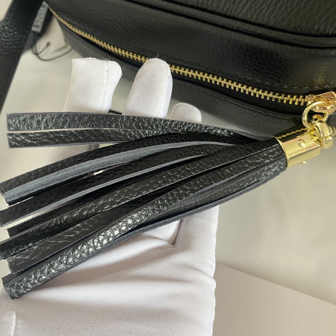 GG SOHO SMALL LEATHER DISCO BAG BLACK 308364 A7M0G 1000