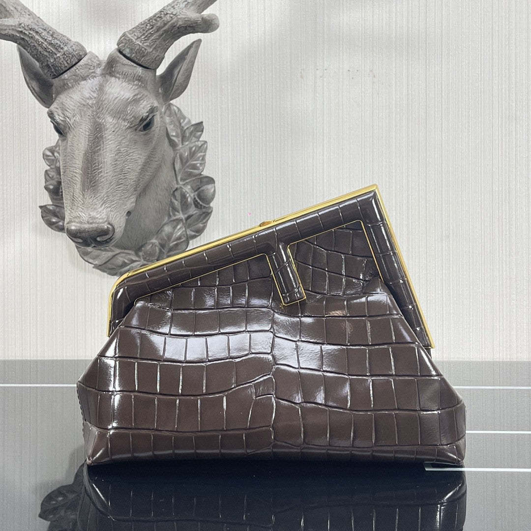 FI First Small Gray Crocodile Bag For Woman 26cm/10in
