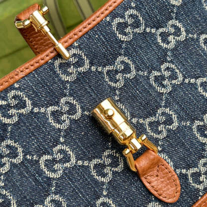 gg Jackie 1961 Mini Shoulder Bag Blue And Ivory gg Jacquard Denim For Women 7.5in/19cm gg ‎637092 2KQgg 8375