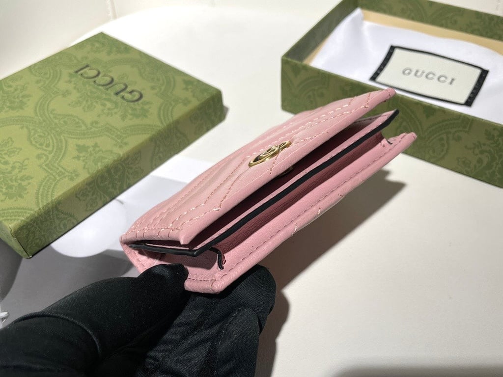 GG MARMONT CARD CASE WALLET 11CM PINK 466492 DTD1T 6433