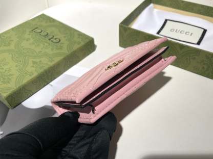 GG MARMONT CARD CASE WALLET 11CM PINK 466492 DTD1T 6433