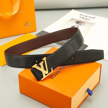 LUV ICONIC BLACK BELT GOLD BUCKLE 4.0CM