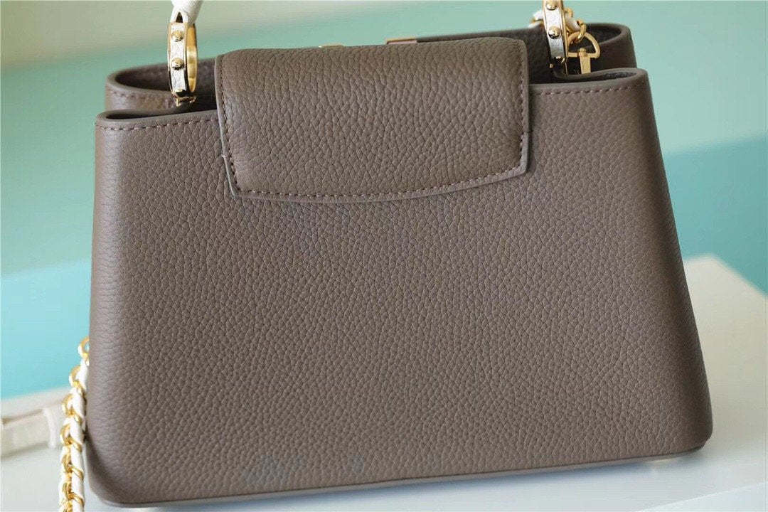 LV Capucines BB Taurillon Smokey Brown Green/ Creme/ Pink For Women,  Shoulder And Crossbody Bags 27cm/10.6in LV M59516