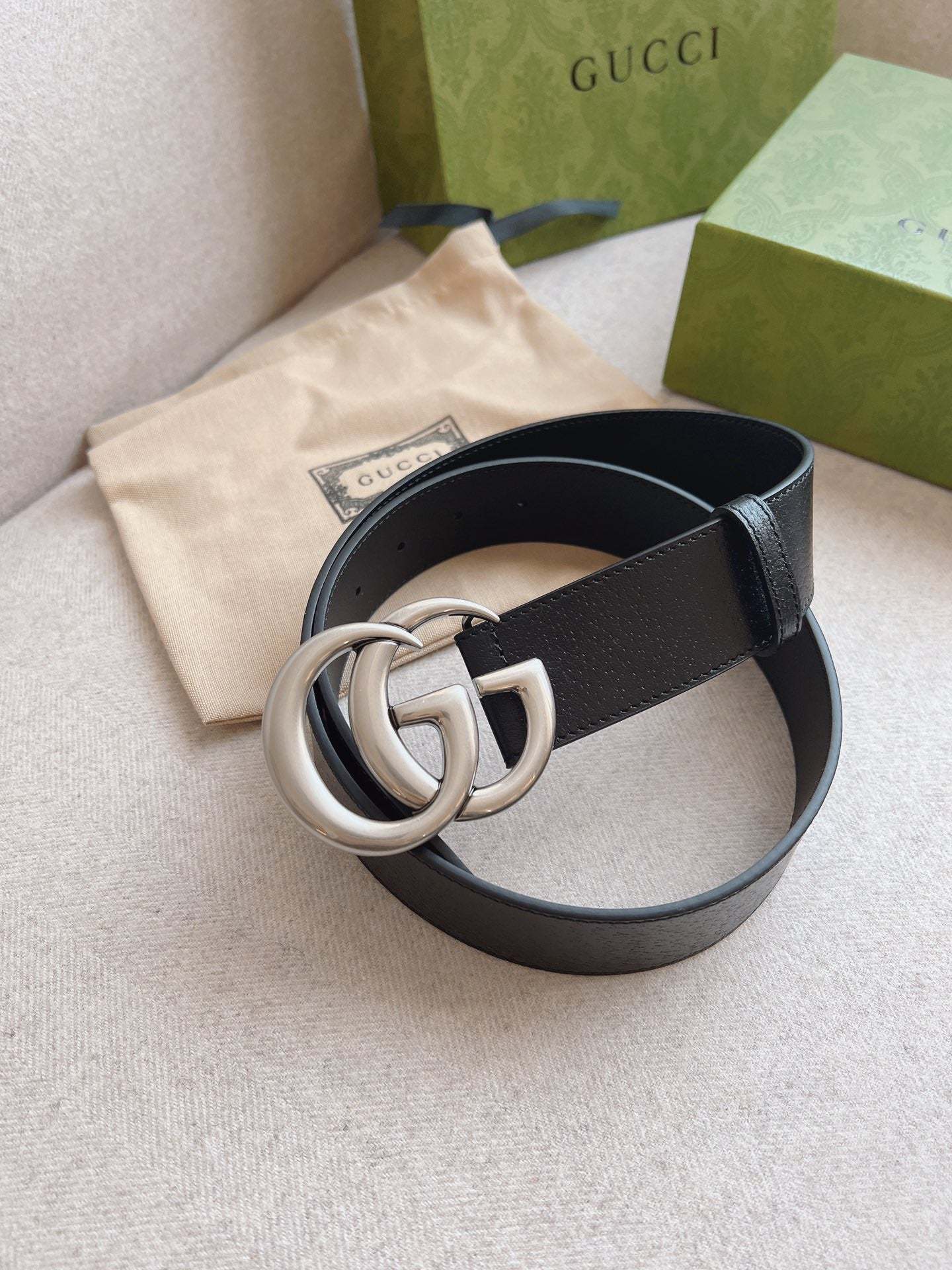 GG MAMON GG SILVER LOGO BELT 4CM