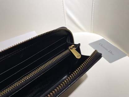 dir LONG WALLET OBLIQUE JACQUARD BLACK AND BEIGE 19.5CM
