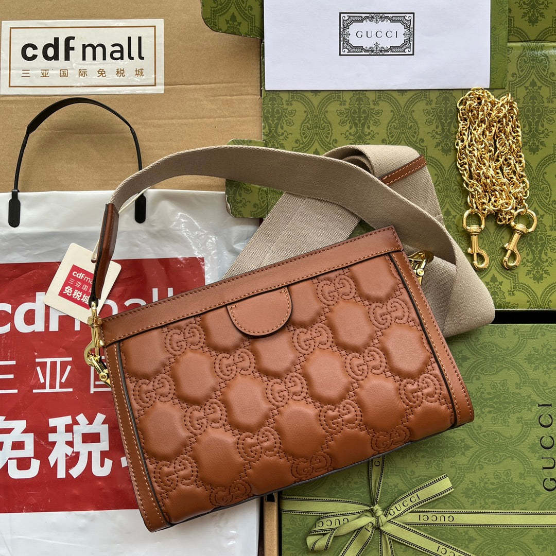 gg Matelassé Small Bag Brown For Women, Women&#8217;s Bags 10.2in/26cm gg‎ 702200 UM8HG 2595