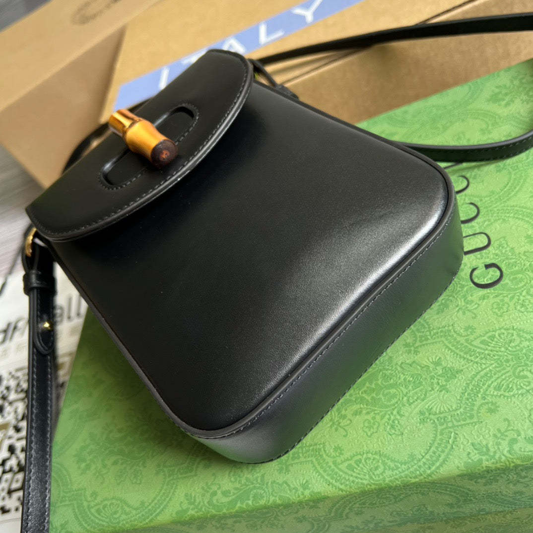 gg Bamboo Mini Handbag Black For Women, Women’s Bags 6.2in/16cm gg 702106 UZY0T 1000