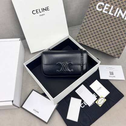 CE Chain Shoulder Bag Triomphe Black For Women 8in/20.5cm 197993EQJ.38NN