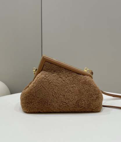 FI First Small Brown Mink Bag For Woman 26cm/10in