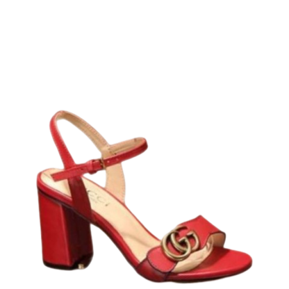SANDAL GG LEATHER MID HEEL SANDAL RED