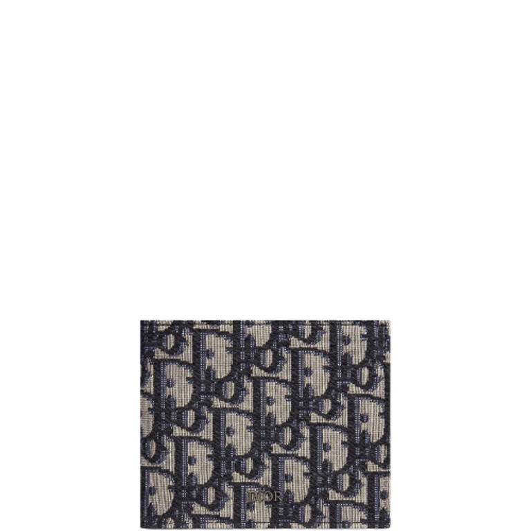 dir WALLET BEIGE AND BLACK OBLIQUE JACQUARD 11CM 2OBBH027YSE H05E
