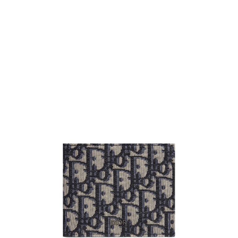 dir WALLET BEIGE AND BLACK OBLIQUE JACQUARD 11CM 2OBBH027YSE H05E