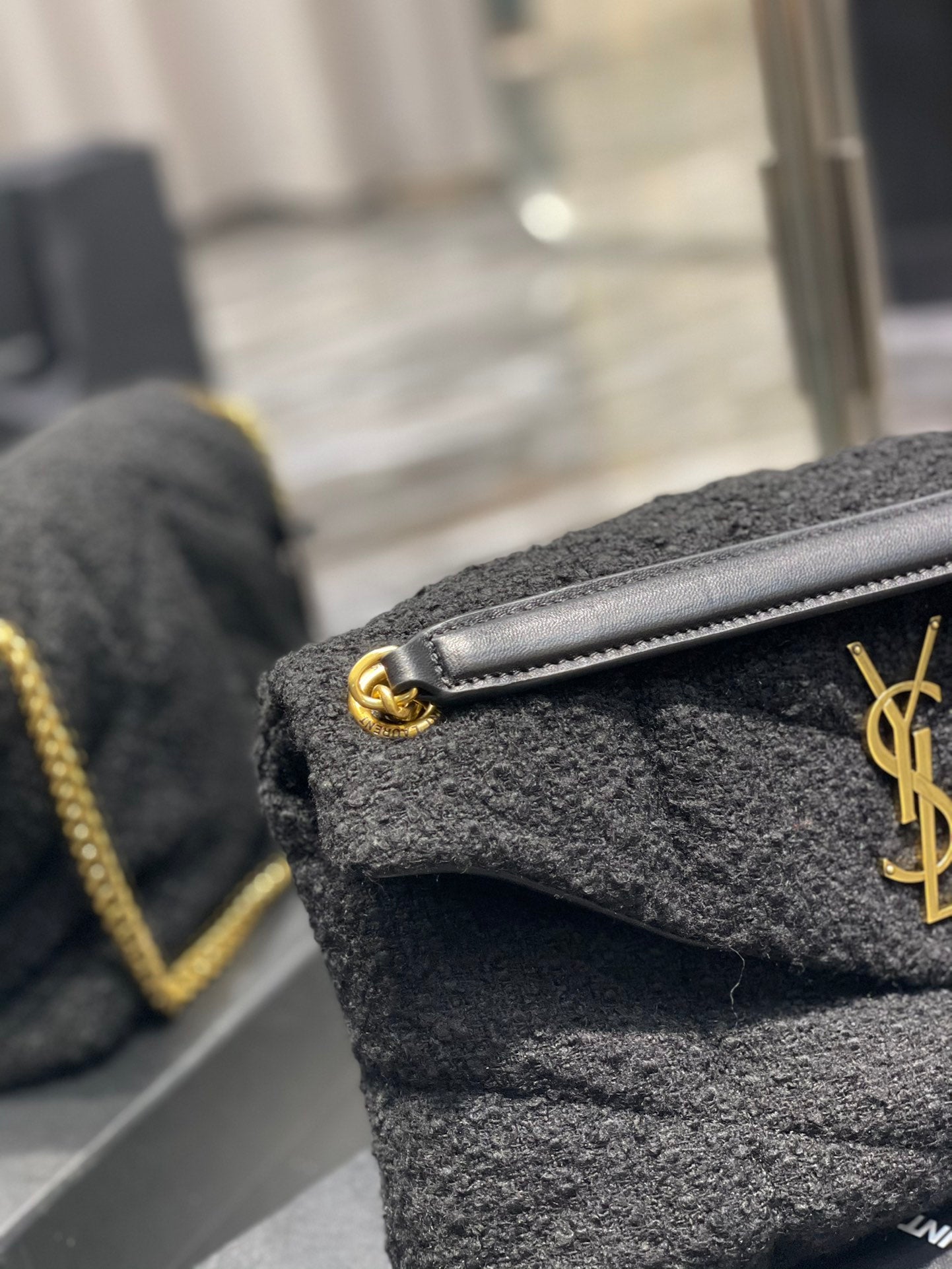 YSSL Puffer Small Chain Bag Black For Women, Women’s Bags 11.4in/29cm YSL‎
