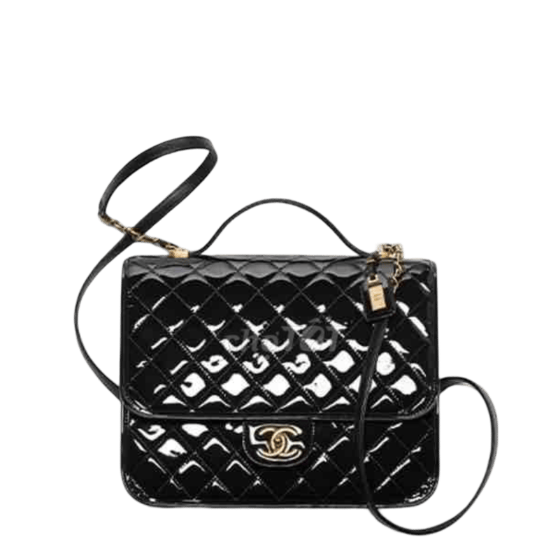 CHL SMALL FLAP BAG WITH TOP HANDLE BLACK AS3652