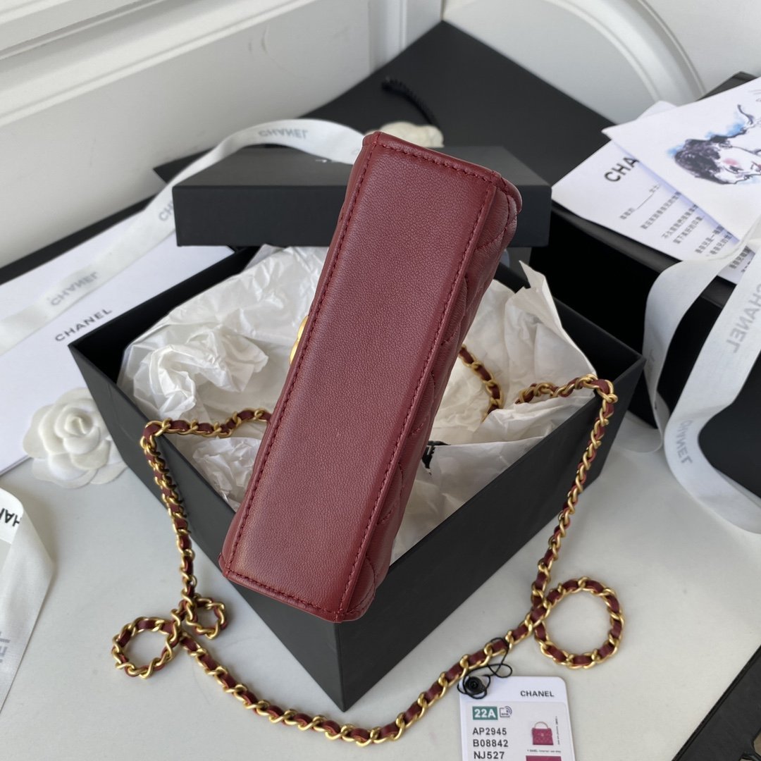 Chanel Clutch With Chain Gold Hardware Red For Women, Women’s Handbags, Shoulder Bags 5.7in/14.5cm