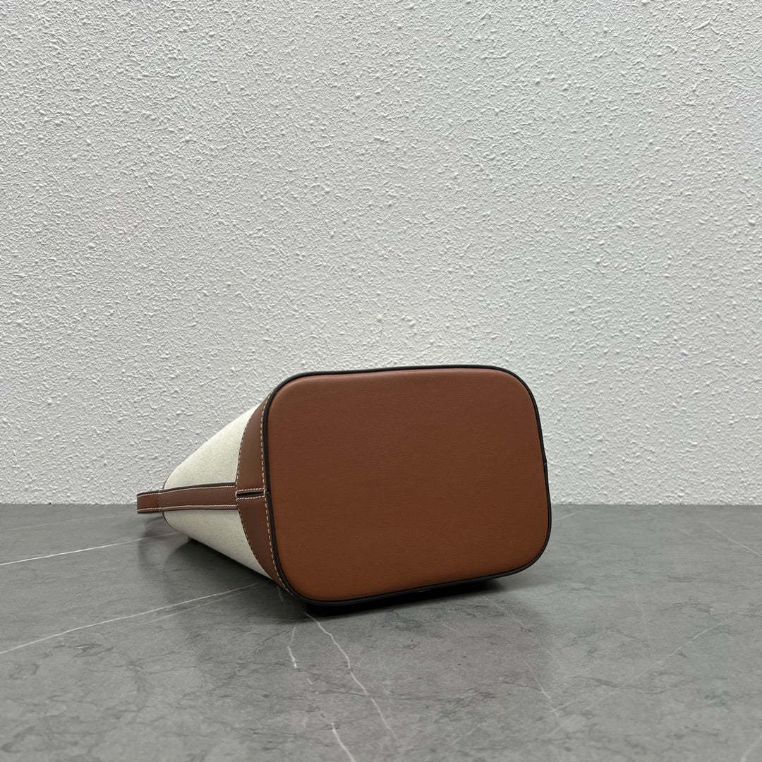 CE Small Bucket Cuir Triomphe In Textile Natural / Tan For Women 9in/22cm 198242EFL.02NT