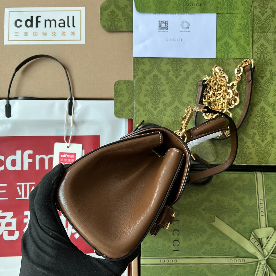 gg Ophidia gg Horsebit 1955 Mini Bag Brown For Women, Women&#8217;s Bags 8.6in/22cm gg 703848 AAA7G 2361