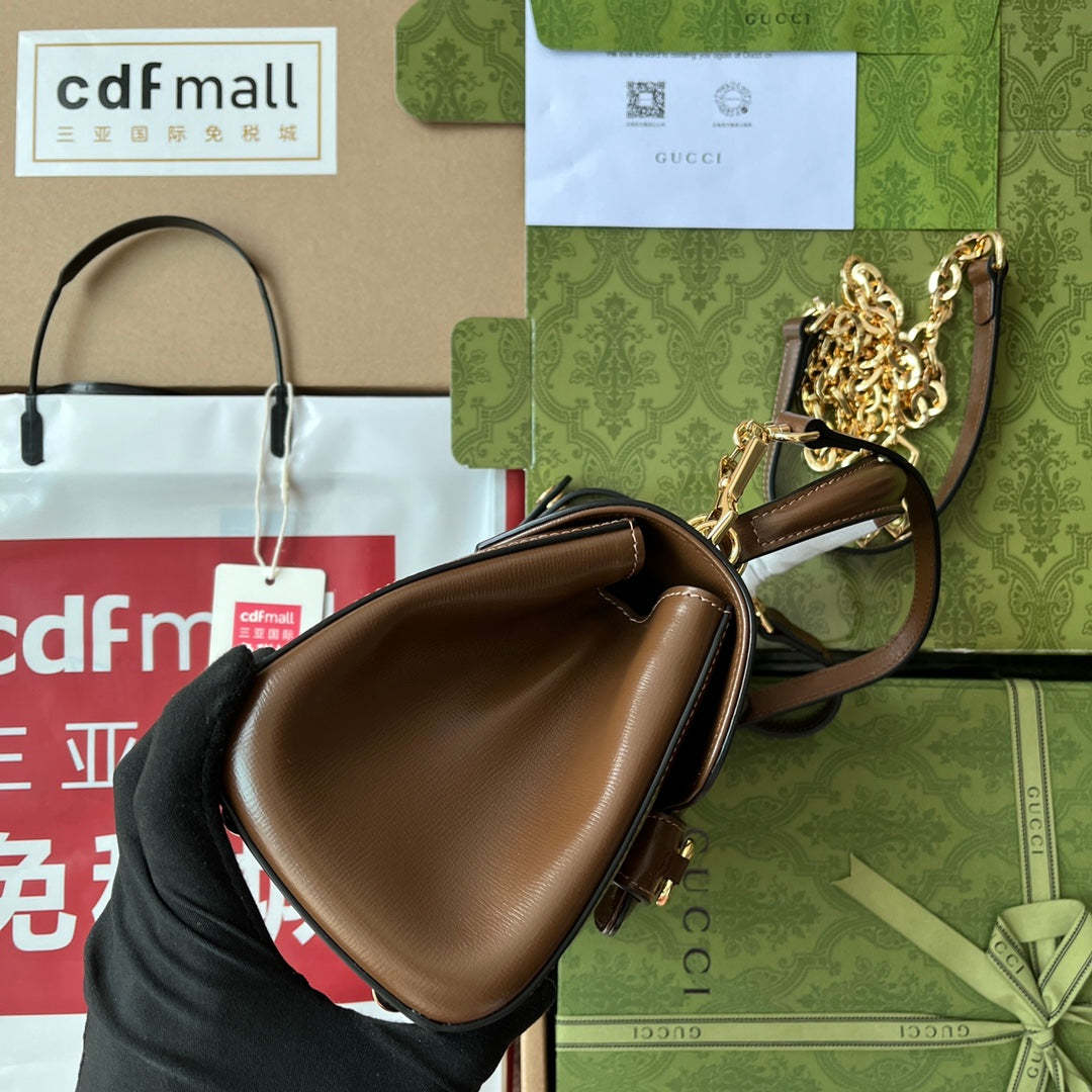 gg Ophidia gg Horsebit 1955 Mini Bag Brown For Women, Women’s Bags 8.6in/22cm gg 703848 AAA7G 2361