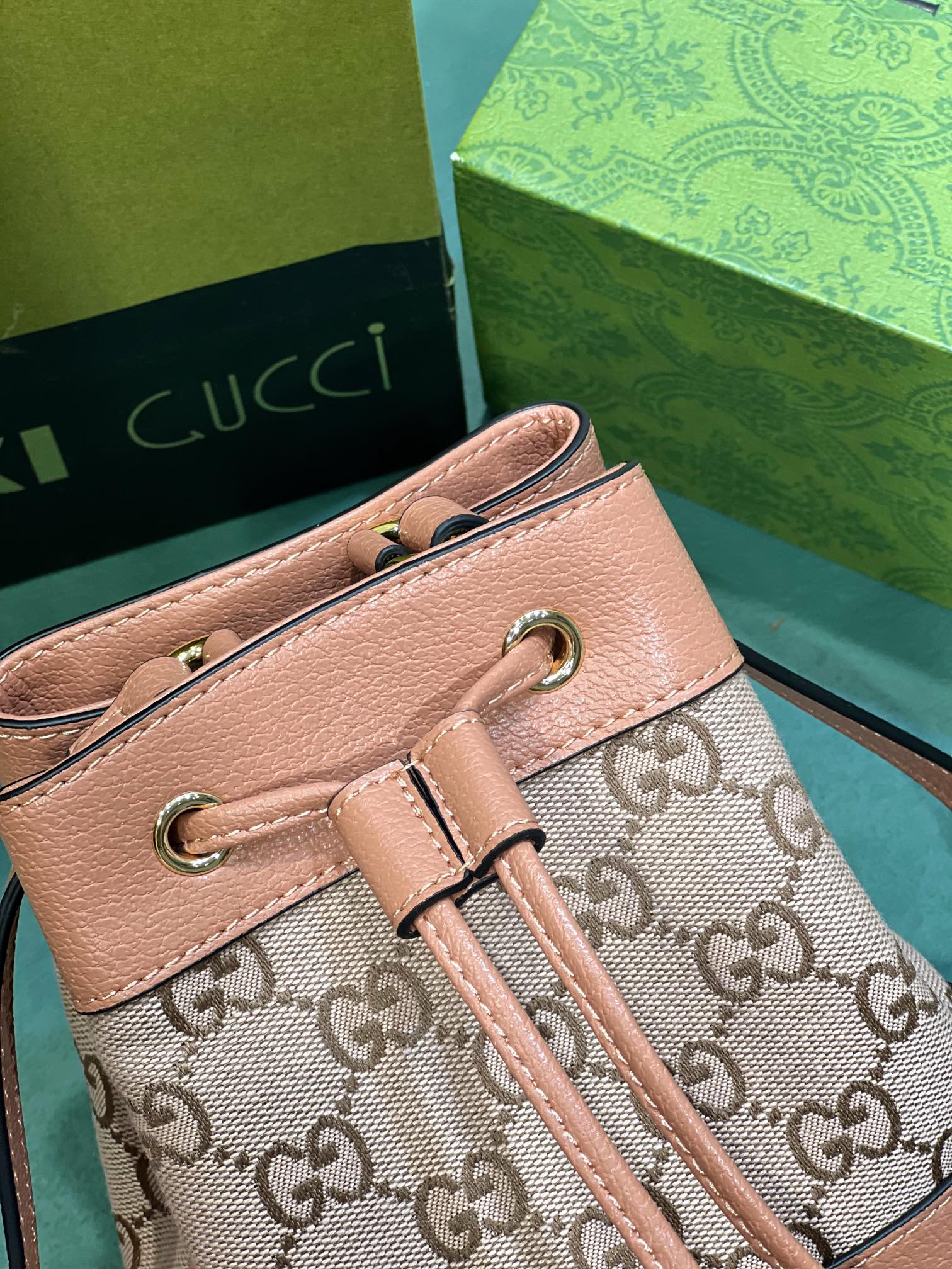 GG OPHIDIA GG MINI BUCKET BAG PINK 18CM 550620 FACC5 5748