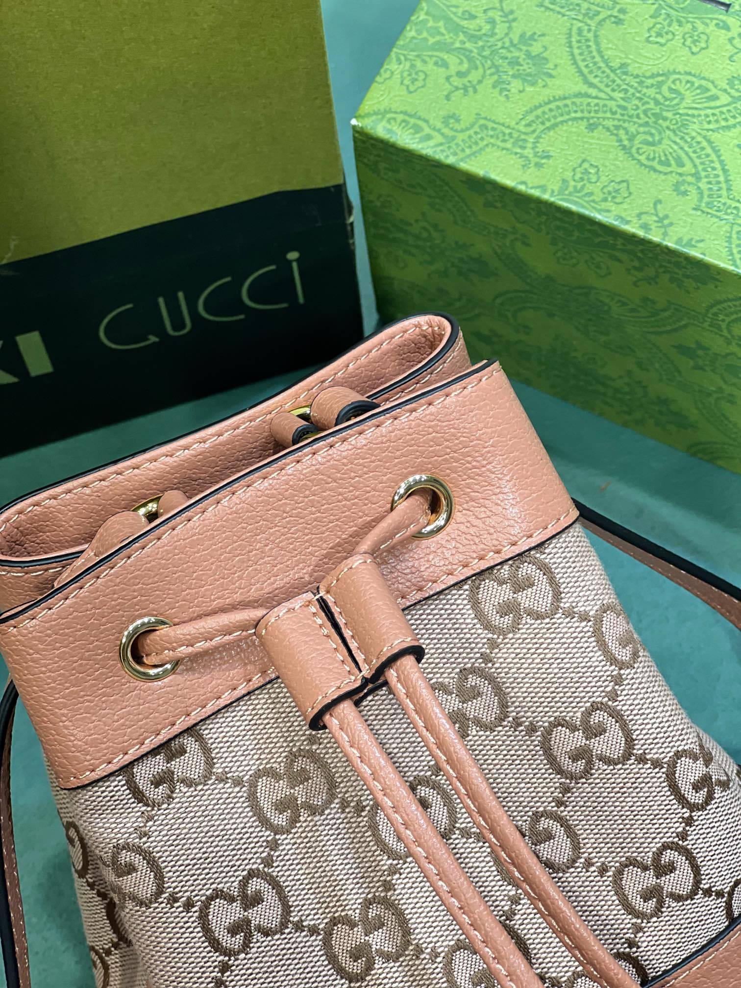 GG OPHIDIA GG MINI BUCKET BAG PINK 18CM 550620 FACC5 5748