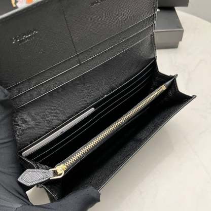 PR SAFFIANO MONOCHROME FLAP LONG WALLET FULL BLACK 19CM 1MH132 ZLP F061H