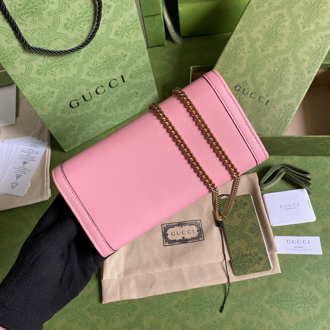gg Diana Chain Wallet With Bamboo Pink For Women, Women’s Bags 7.4in/19cm gg