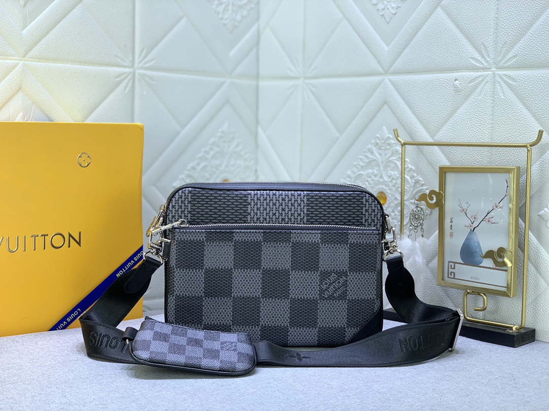 LV TRIO MESSENGER BAG DAMIER CANVAS BLACK 25CM N50017