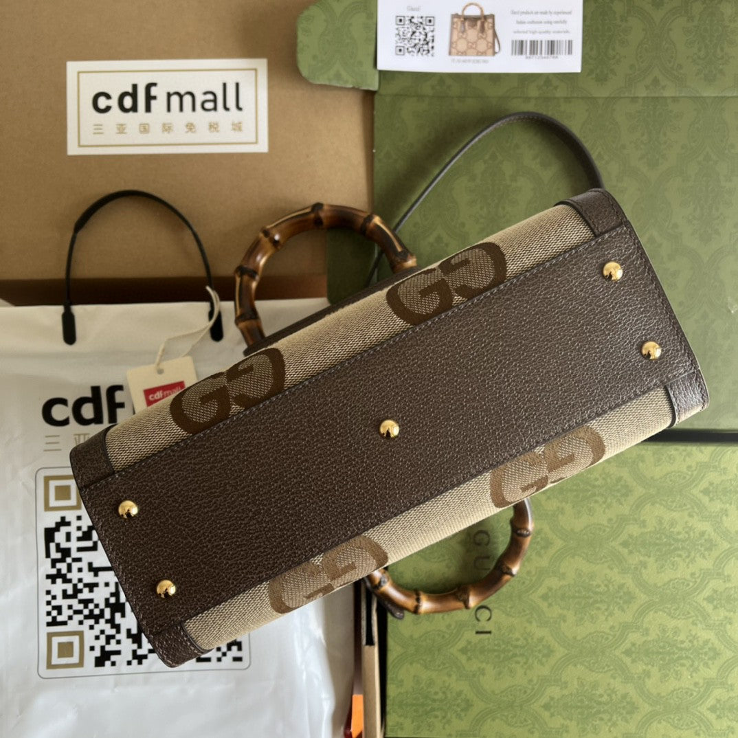 gg Diana Jumbo gg Small Tote Bag Camel And Ebony Jumbo gg Canvas For Women 11in/27cm