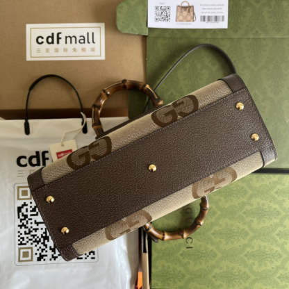 gg Diana Jumbo gg Small Tote Bag Camel And Ebony Jumbo gg Canvas For Women 11in/27cm