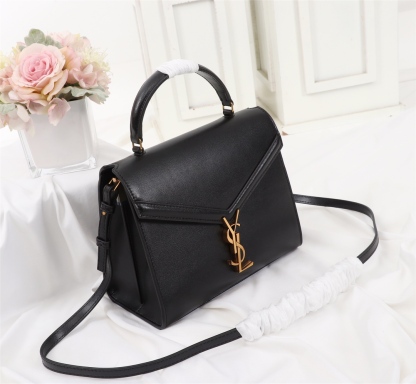 YSL CASSANDRA MEDIUM TOP HANDLE BAG BLACK GOLD 24CM 623931BOW0W1000