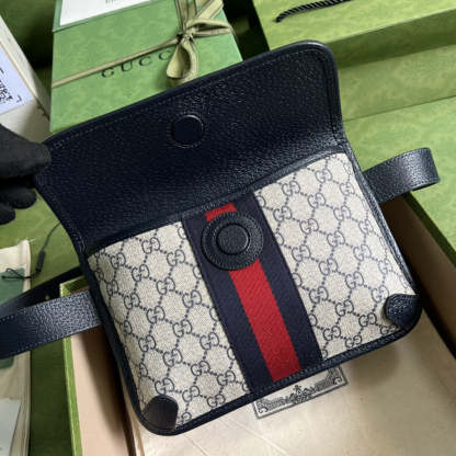 gg Ophidia Belt Bag Beige And Blue gg Supreme Canvas For Men 9in/22cm gg 674081 96IWN 4076
